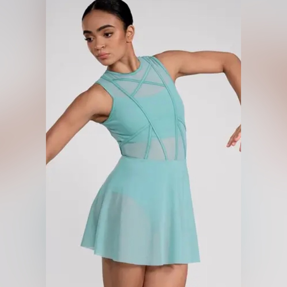 Weissman Elite Dance Costume Lyrical Contemporary Dress Aqua Small Adult